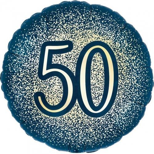 Foil Balloon 18" 50th Navy & Gold Glitter image 1