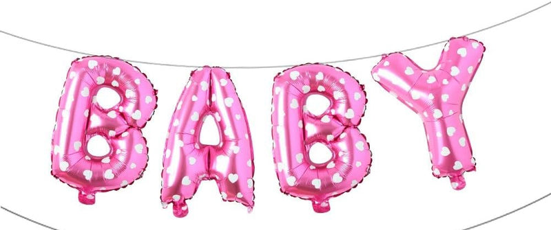Foil Balloon Banner Pink Hearts "BABY" *air fill only