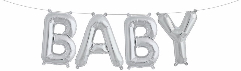 Foil Balloon Banner Silver "BABY" *air fill only image 0