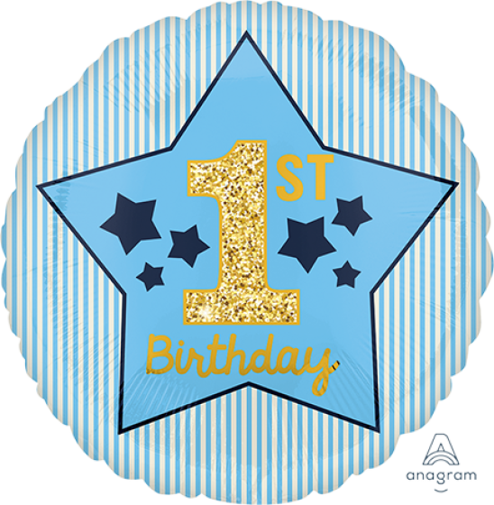 Blue 1st Birthday Foil Balloon
