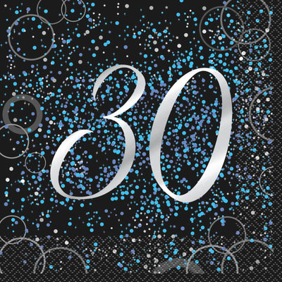 30th Birthday Napkins Glitz Blue