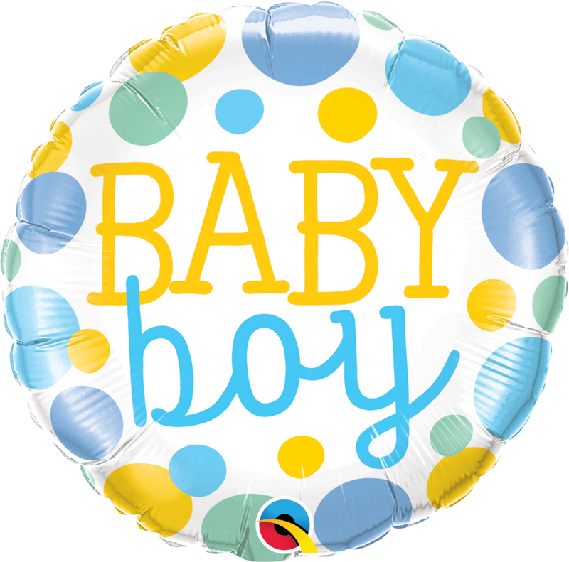 18" Foil Balloon Baby Boy Dots