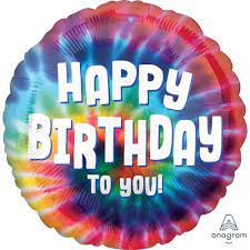 Foil Balloon 18" Happy Birthday - Tie Dye image 0