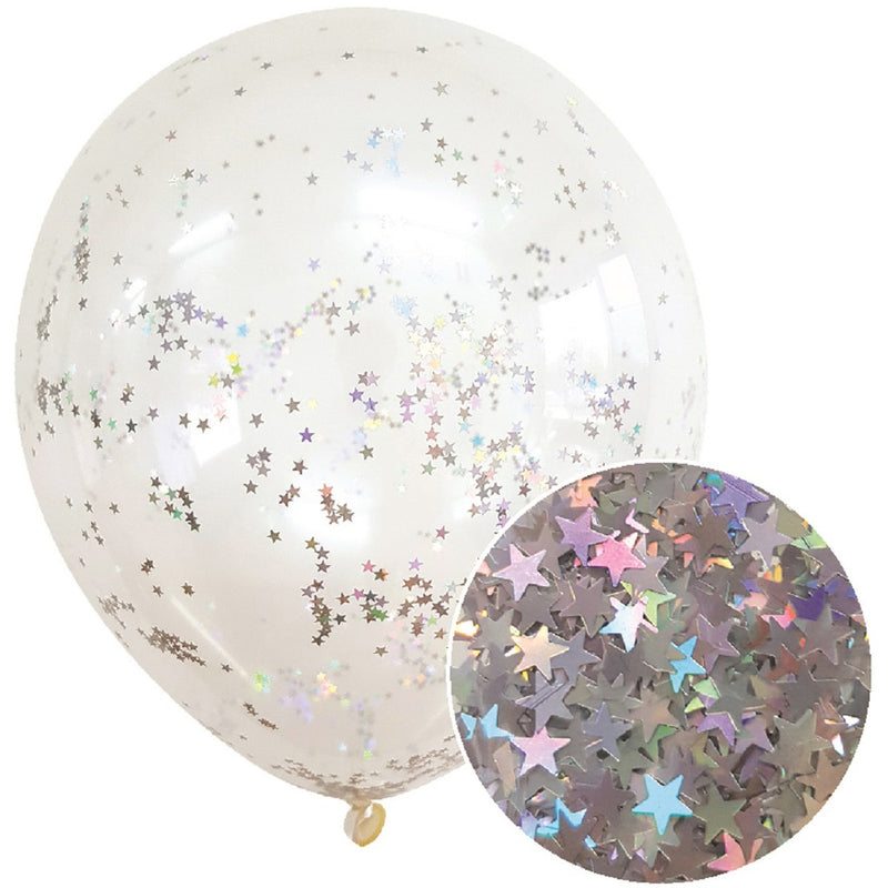 Star Glitter Balloons 3pk - Silver image 0