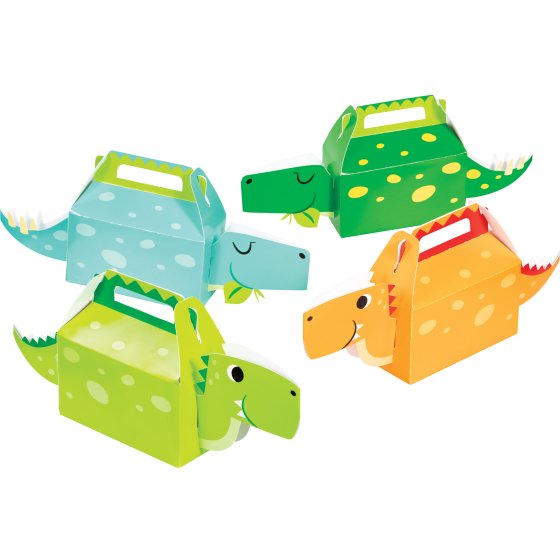 Dino Party 3D Treat Boxes 4pk Blue/Green Mix image 0
