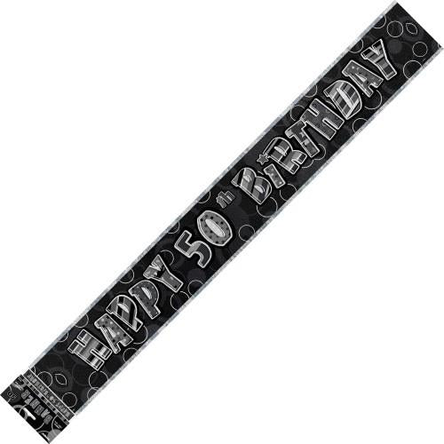 Banner Happy 50th Birthday - Black & Silver image 0