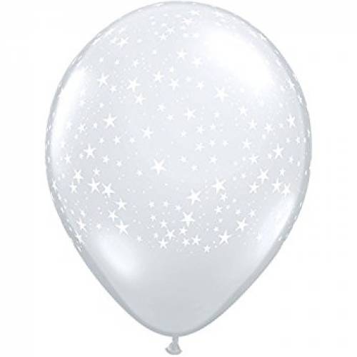 Clear White Star Balloons - 12pk