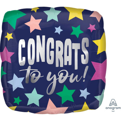 Foil Balloon 18" Congrats to you! Stars