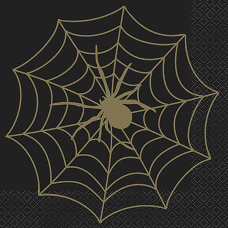 Halloween Black & Gold Spider Web Napkins 16pk image 0