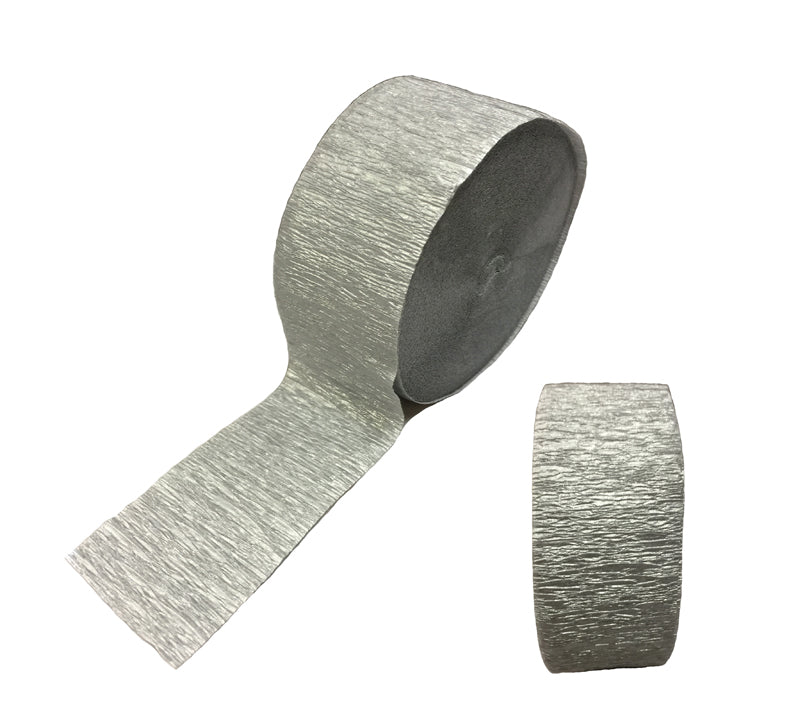 Crepe Streamers Shimmering Silver 6pk image 0