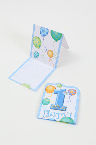 1st Birthday Invitations Blue image 0
