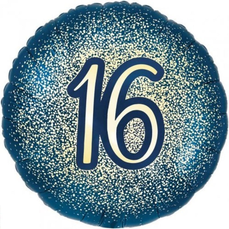 Foil Balloon 18" 16th Navy & Gold Glitter image 1