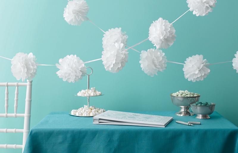 Tissue Pom-Pom Garland White - 3 mtrs image 0