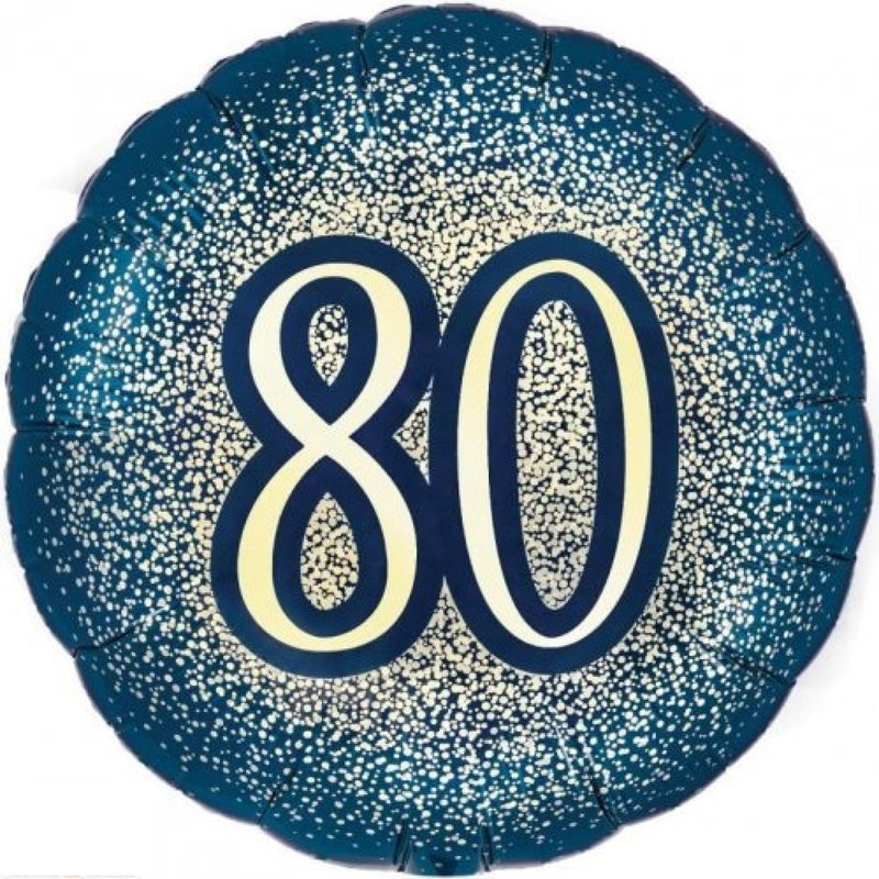 Foil Balloon 18" 80th Navy & Gold Glitter image 1