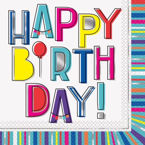 Colorful Birthday Napkins 16pk image 0