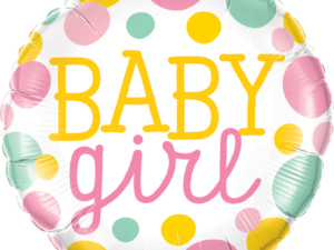 18" Foil Balloon Baby Girl Dots