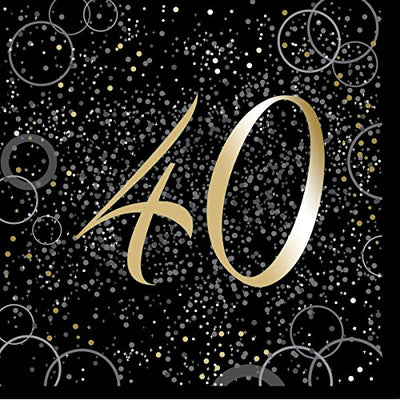 40th Gold Glitz Napkins 16pk