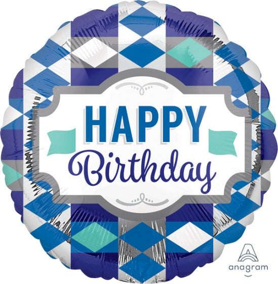 Foil Balloon 18" Happy Birthday - Tie Pattern