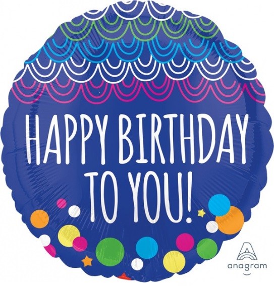 Foil Balloon 18" Happy Birthday To You - Blue Foil