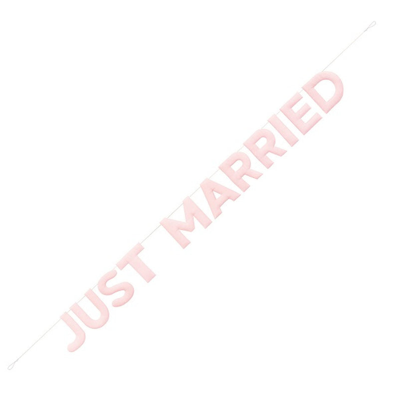 Just Married Fabric Banner Pink 7FT