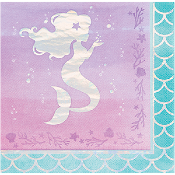 Mermaid Shine Iridescent Seahorse Lunch Serviettes - 16pk