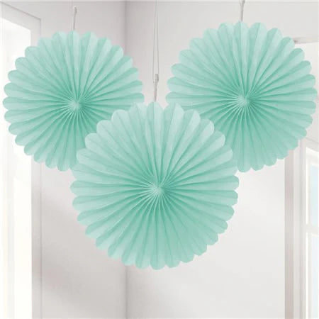Tissue Paper Fans Mint - 3 mini fans