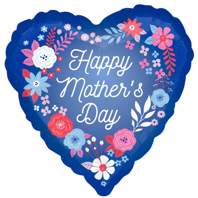 Balloon Foil 18" Happy Mothers Day Floral Heart Balloon