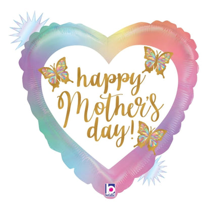 Balloon Foil 18" - Happy Mothers Day Butterfly Heart Balloon