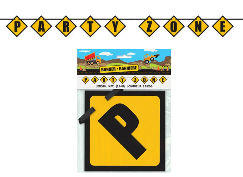 Construction "Party Zone" Banner 9ft