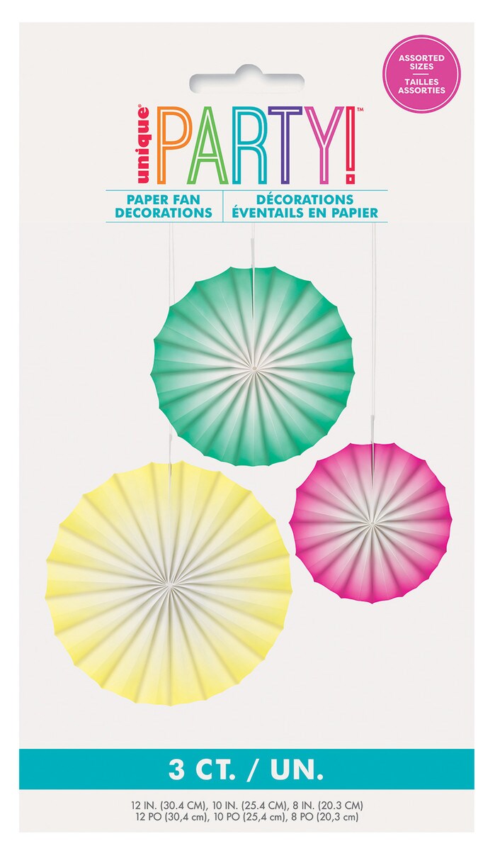 Paper Fan Decoration Mixed 3pk