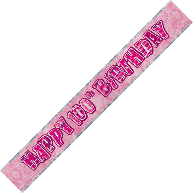Banner Happy 100th Birthday - Pink & Silver