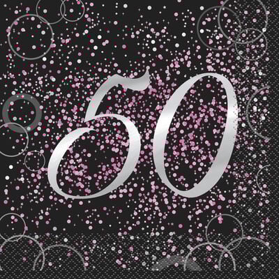 Glitz Pink Napkins 16pk - 50th