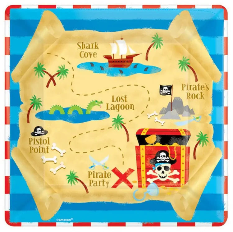 Pirate Party Plates Small Square 8pk