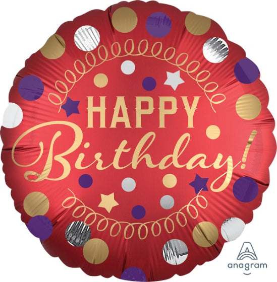 Foil Balloon 18" Happy Birthday - Red Satin Birthday Party