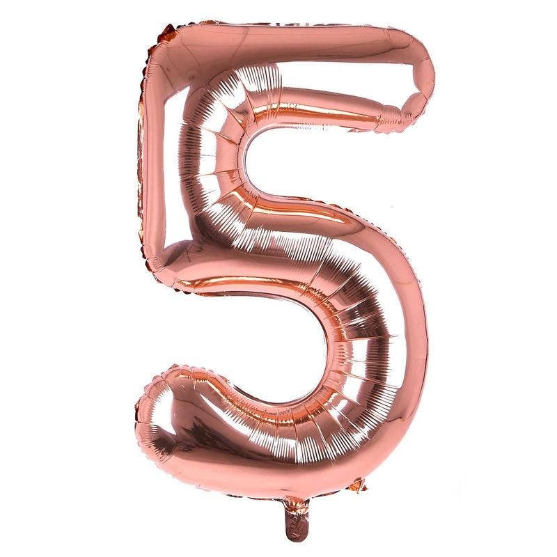 Foil Balloon Number Rose Gold "5"