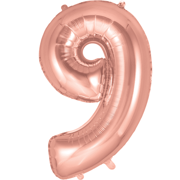 Foil Balloon Number Rose Gold "9"