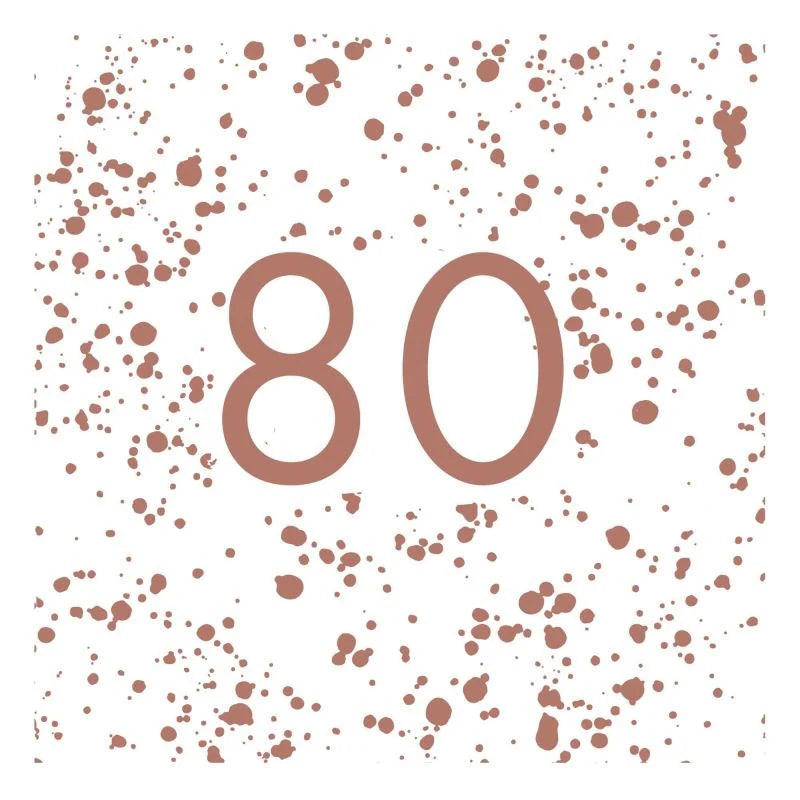 80th Rose Gold Foil Napkins - 16pk