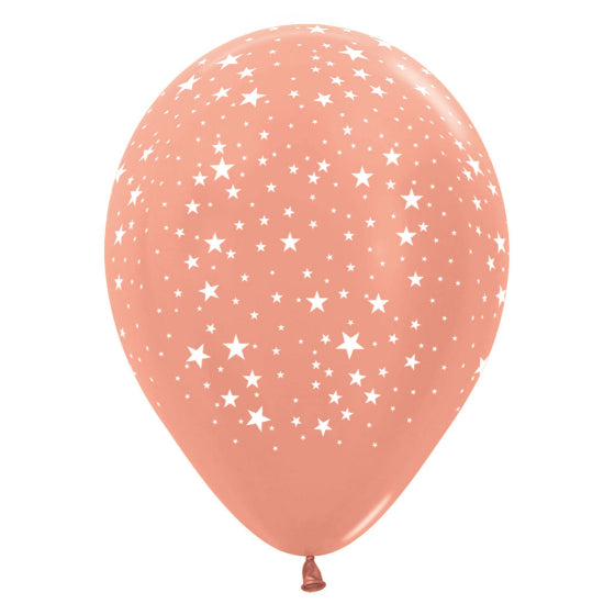 Balloon Single Rose Gold - White Stars