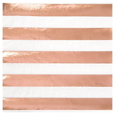 Lunch Napkins 16pk - Rose gold Stripe