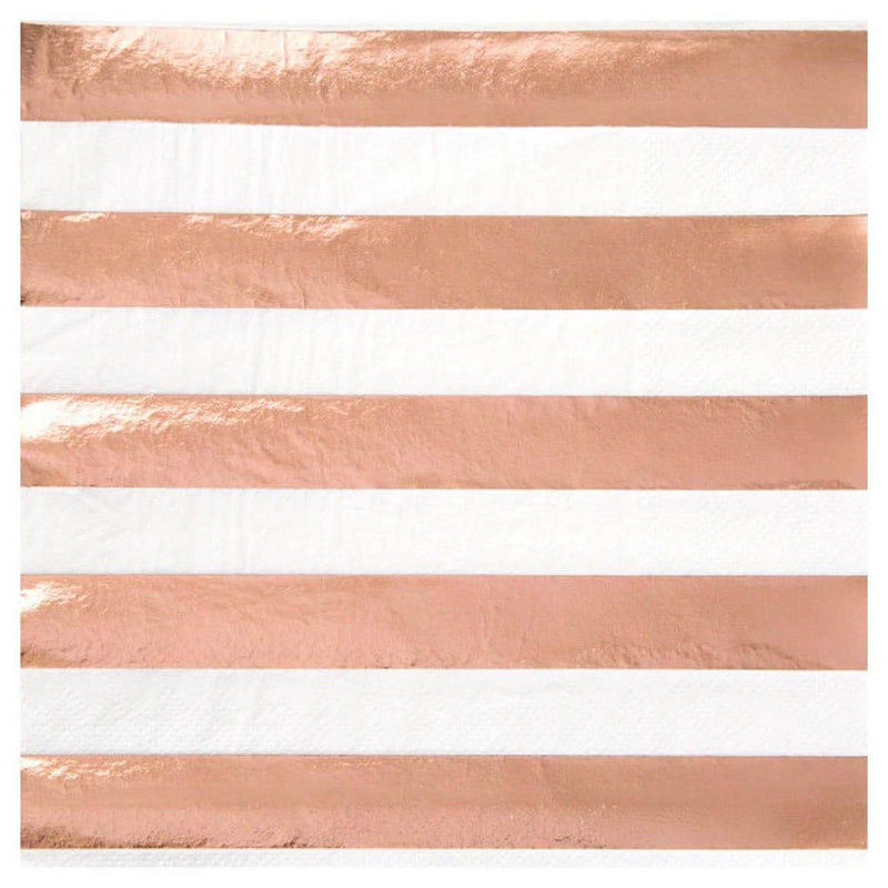 Lunch Napkins 16pk - Rose gold Stripe