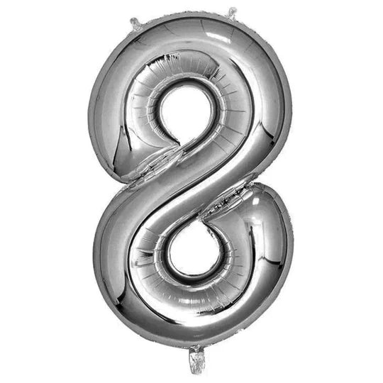 Foil Balloon Number Silver "8"