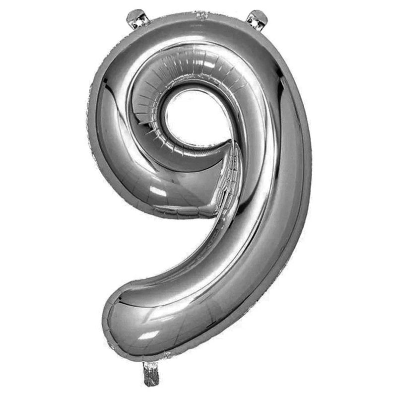 Foil Balloon Number Silver "9"