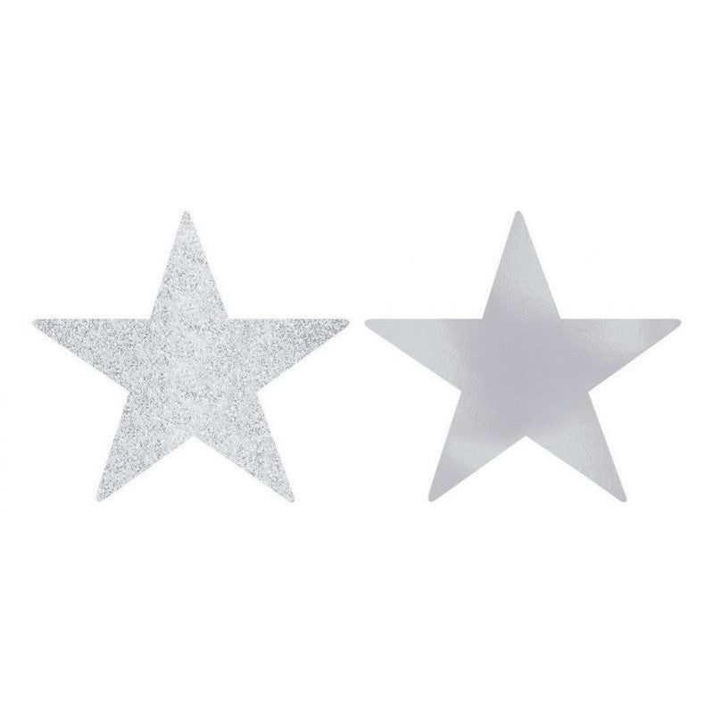 Silver Star Cut Outs - 5pk