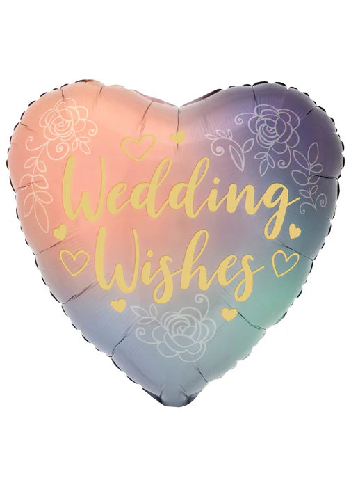 18" Foil Balloon Wedding Wishes Heart