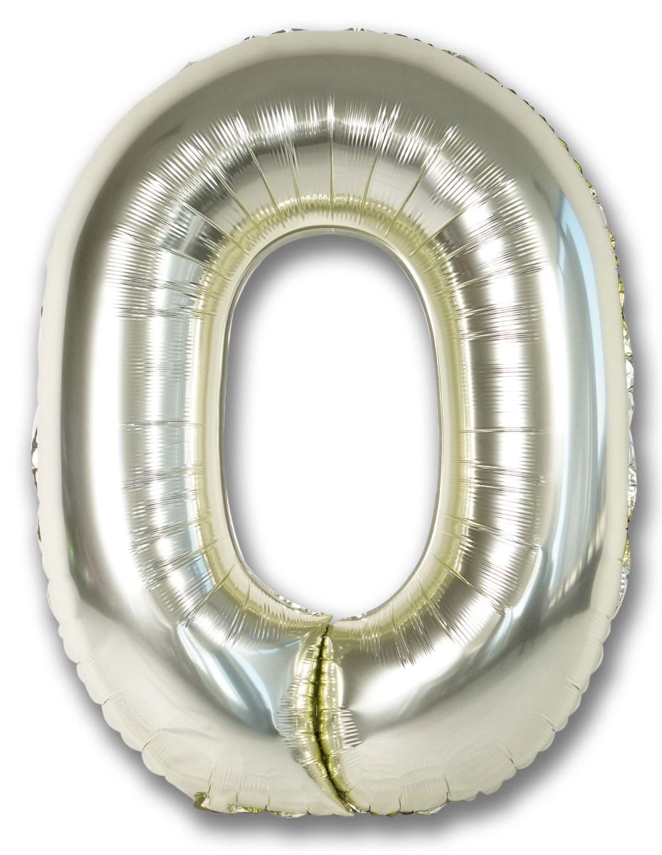 Foil Balloon Number White Gold "0"