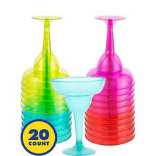 Plastic Fiesta Margarita Glasses Assorted 20pk image 0
