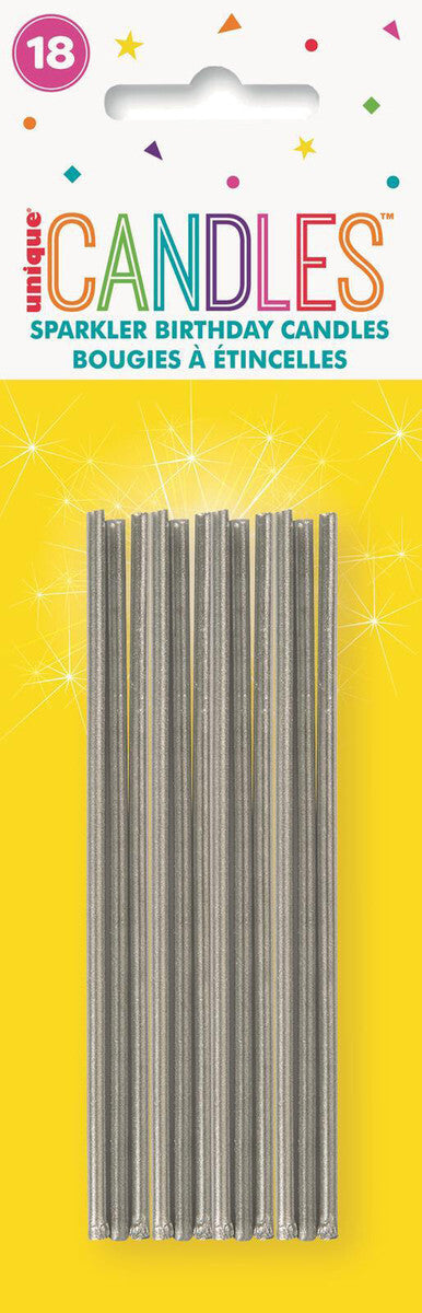 Silver Sparkle Birthday Candles 18pk image 0