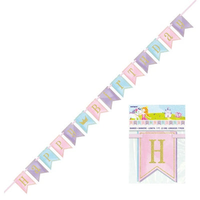 Unicorn Princess Glitter Birthday Banner 2.13m image 0