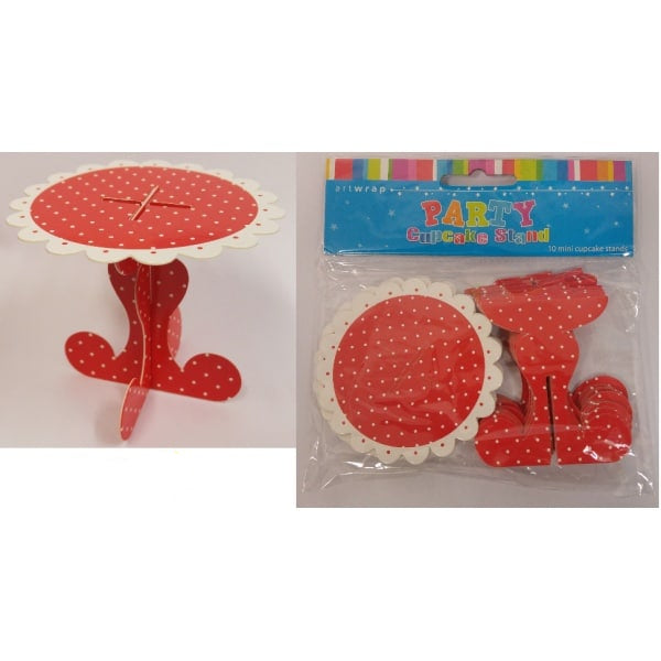 Red With White Polka Dots Mini Cupcake Stands (10)