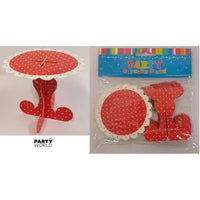 Red With White Polka Dots Mini Cupcake Stands (10)
